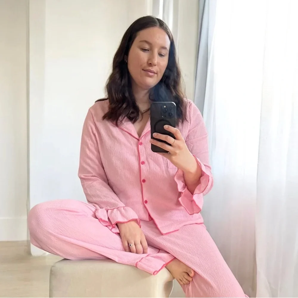 Pink Ruffle Pajama 2pc Set - Picture 8 of 9